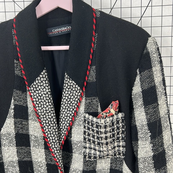 Canvas backs Lutton & horsField vintage check print art wear wool blend blazer M - Picture 3 of 14